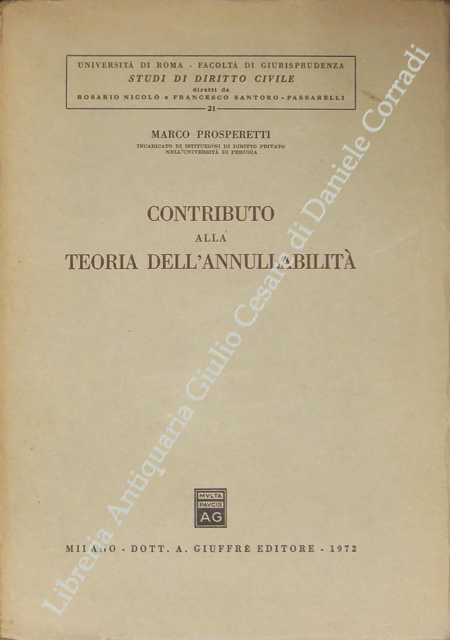 Contributo alla teoria dell'annullabilità