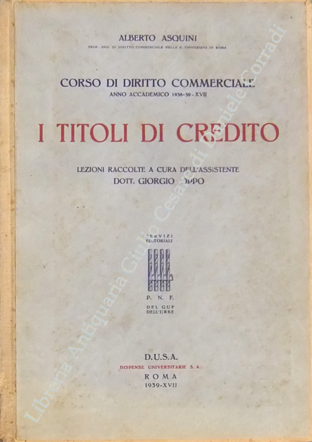 Corso di diritto commerciale. Anno Accademico 1938-39
