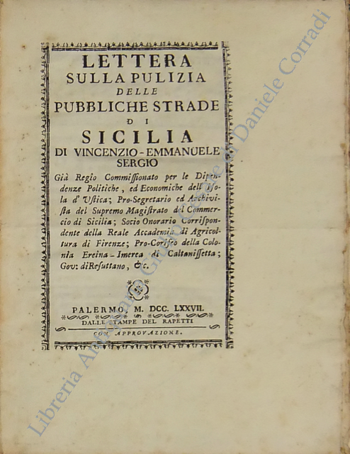Lettera sulla pulizia delle pubbliche strade di Sicilia 