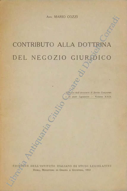 Contributo alla dottrina del negozio giuridico