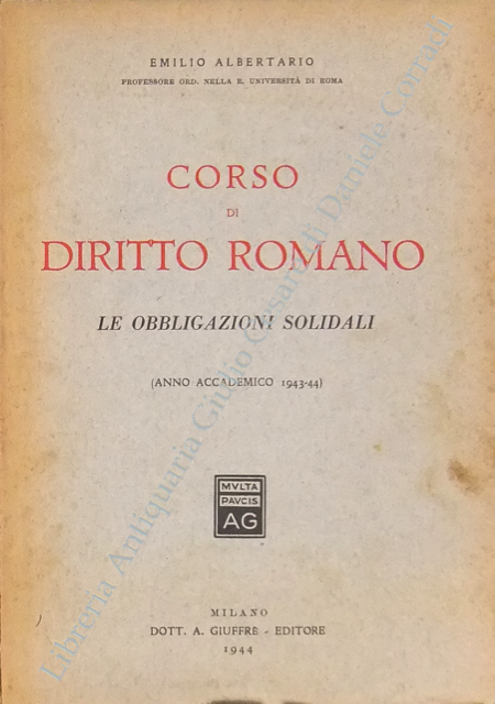 Corso di diritto romano. Le obbligazioni solidali.