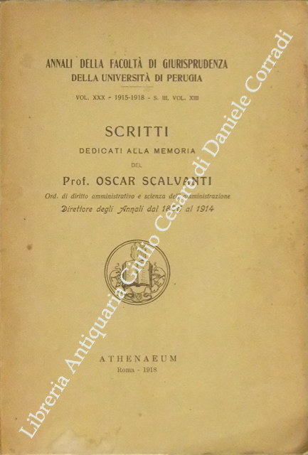 Scritti dedicati alla memoria del Prof. Oscar Scalvanti