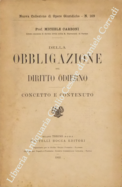 Della obbligazione nel diritto odierno