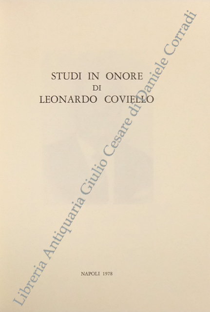 Studi in onore di Leonardo Coviello
