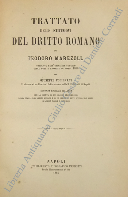 Trattato delle istituzioni del dritto romano. 