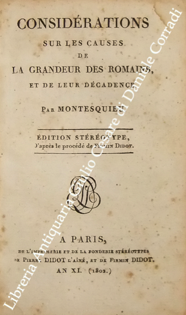 Considerations sur les causes de la grandeur des Romains