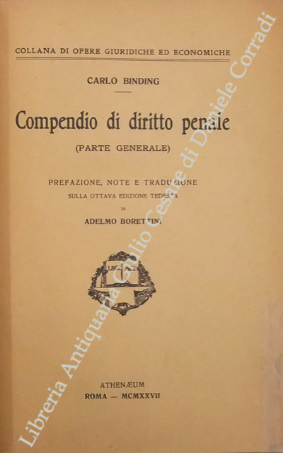 Compendio di diritto penale. (Parte generale). 