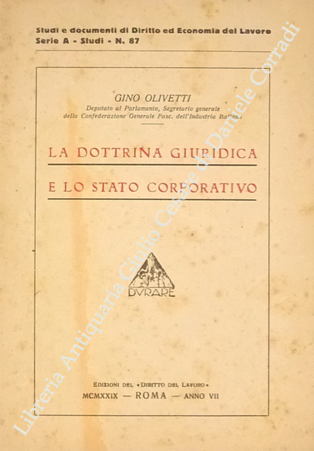 La dottrina giuridica e lo stato corporativo
