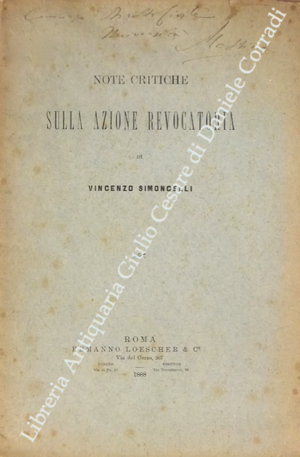 Note critiche sulla azione revocatoria