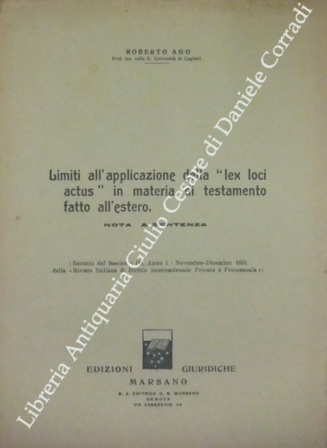 Limiti all'applicazione della lex loci actus