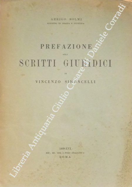 Prefazione agli scritti giuridici di Vincenzo Simoncelli