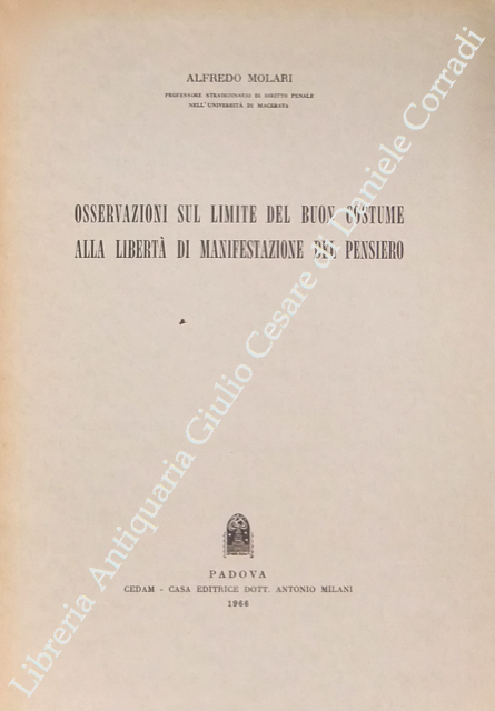 Osservazioni sul limite del buon costume