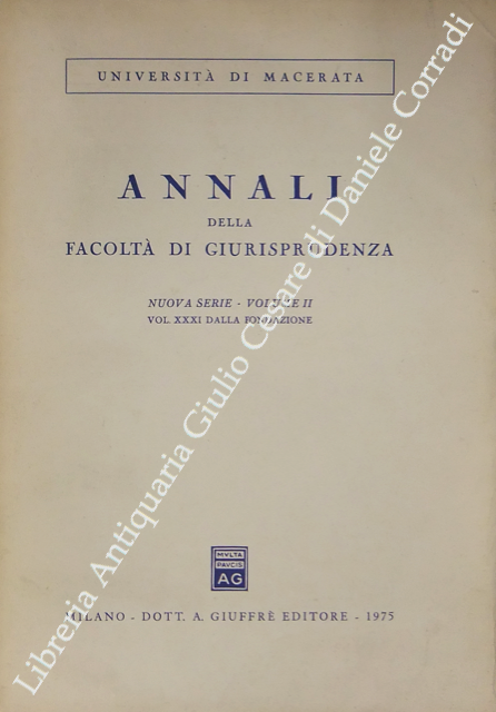 Annali della Facoltà Giuridica dell'Università degli Studi di Macerata