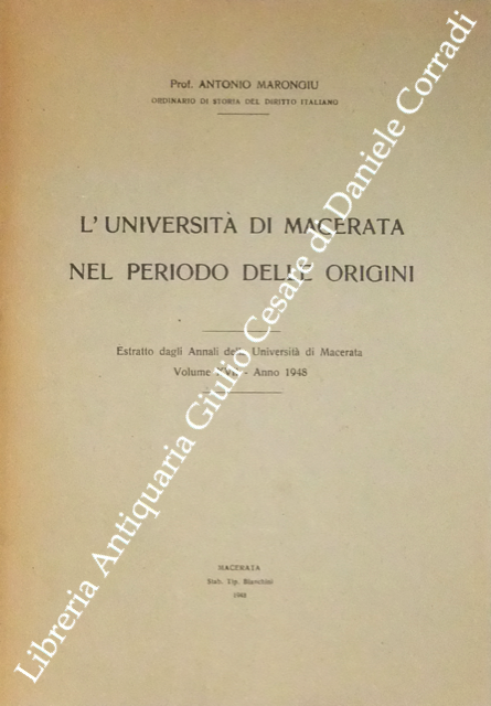 L'Università di Macerata nel periodo delle origini