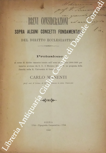 Brevi considerazioni sopra alcuni concetti fondamentali del diritto ecclesiastico