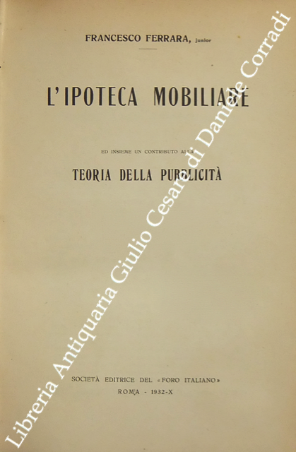 L'ipoteca mobiliare