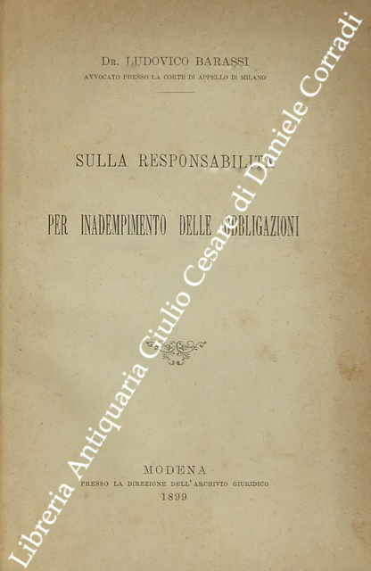 Sulla responsabilità per inadempimento delle obbligazioni