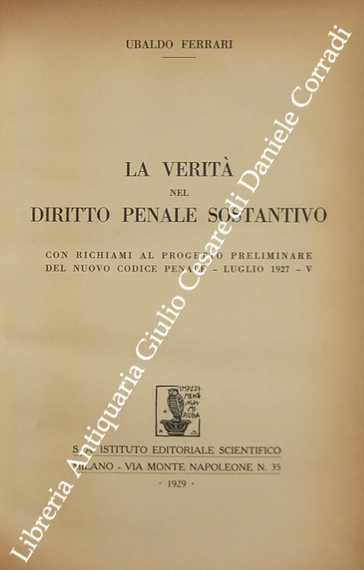 La verità nel diritto penale sostantivo