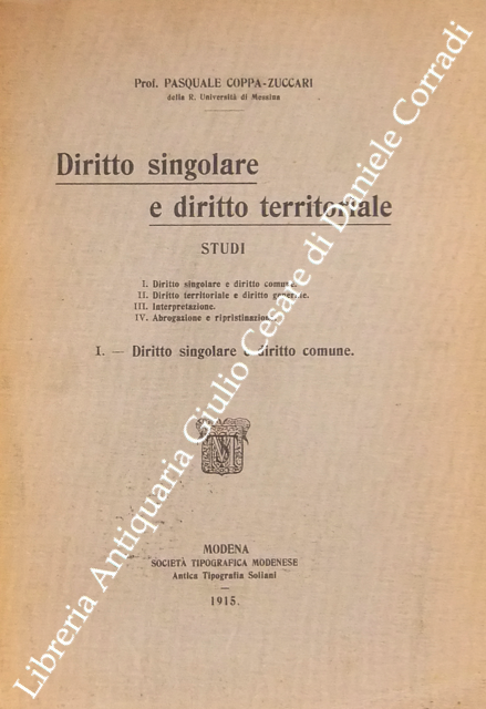 Diritto singolare e diritto territoriale