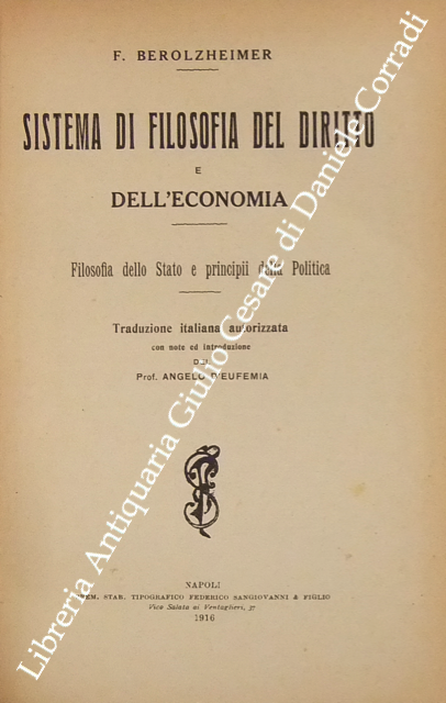Sistema di filosofia del diritto e dell'economia.