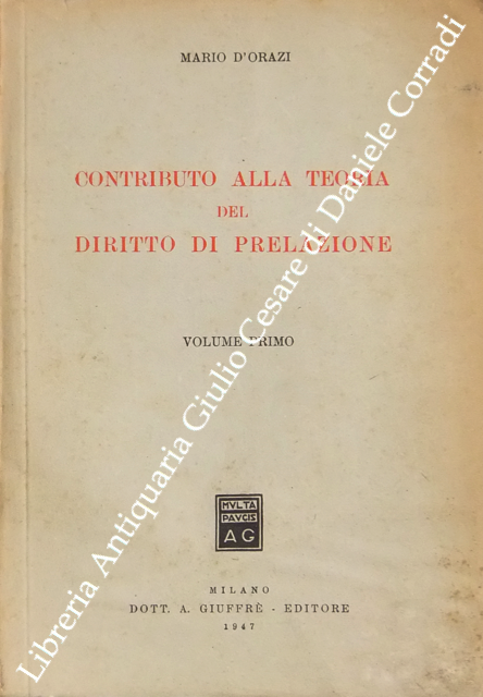 Contributo alla teoria del diritto di prelazione