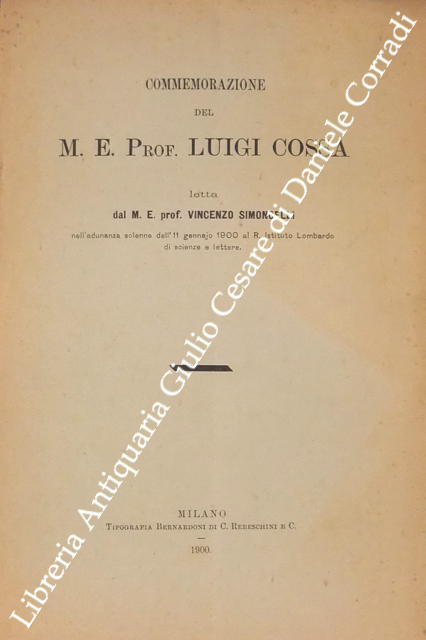 Commemorazione del M. E. Prof. Luigi Cossa
