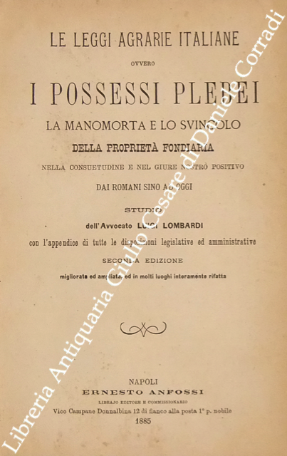 Le leggi agrarie italiane ovvero i possessi plebei