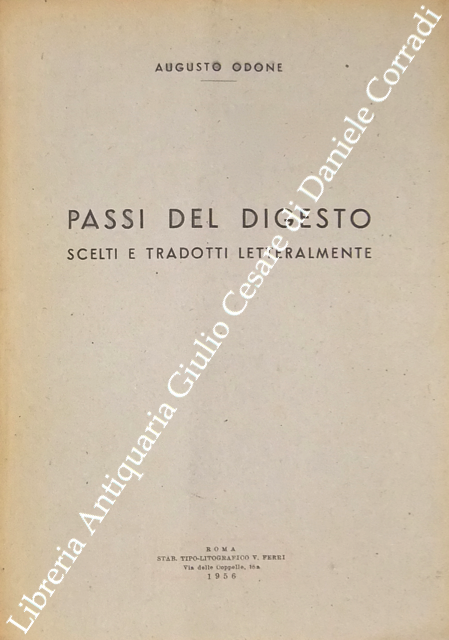 Passi del digesto scelti e tradotti letteralmente
