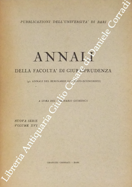 Annali della Facoltà di Giurisprudenza dell'Università degli Studi di Bari