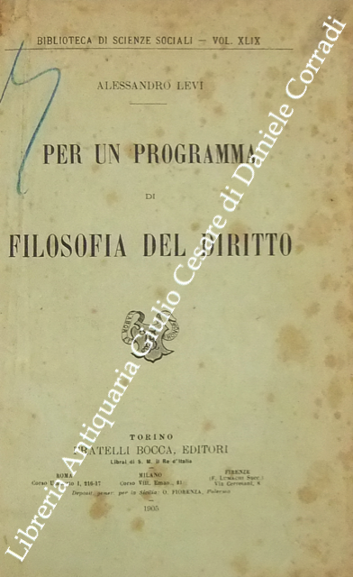 Per un programma di filosofia del diritto
