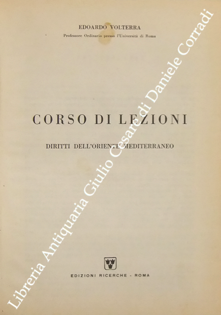 Corso di lezioni. Diritti dell'Oriente Mediterrane