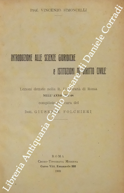 Introduzione alle scienze giuridiche e istituzioni di diritto civile