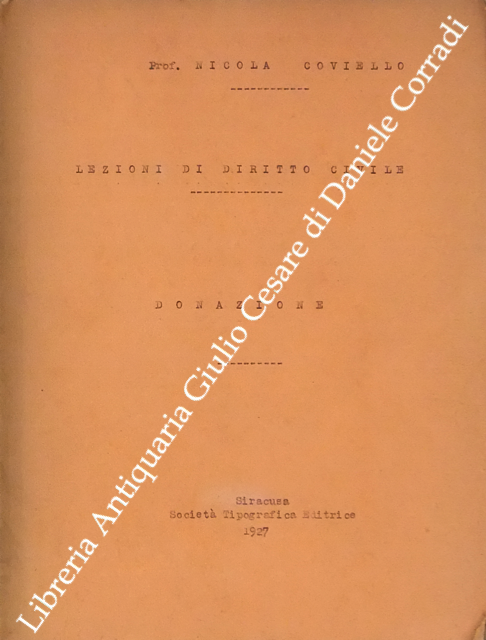 Lezioni di diritto civile. Donazione