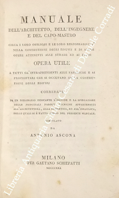 Manuale dell'architetto, dell'ingegnere e del capo-mastro