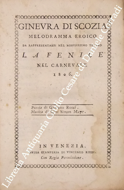 Ginevra di Scozia melodramma eroico