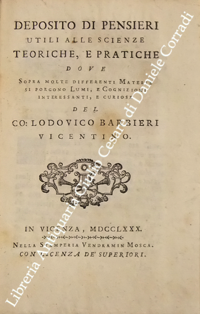 Deposito di pensieri utili alle scienze teoriche e pratiche