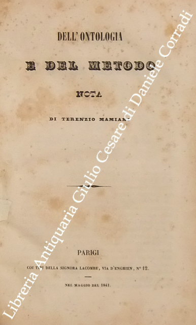 Dell'ontologia e del metodo