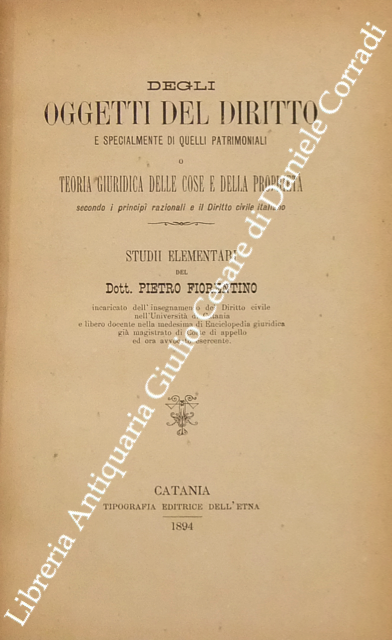 Degli oggetti del diritto 