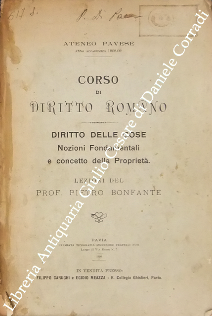 Corso di diritto romano. Diritto delle cose
