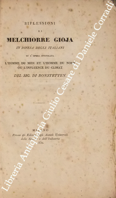 Riflessioni di Melchiorre Gioja in difesa degli italiani