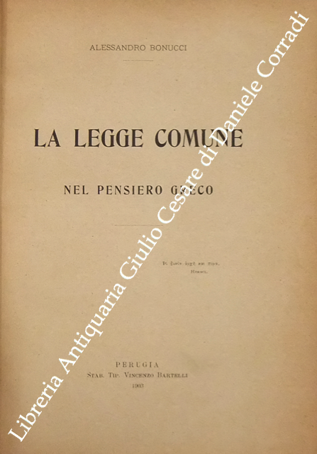 La legge comune nel pensiero greco