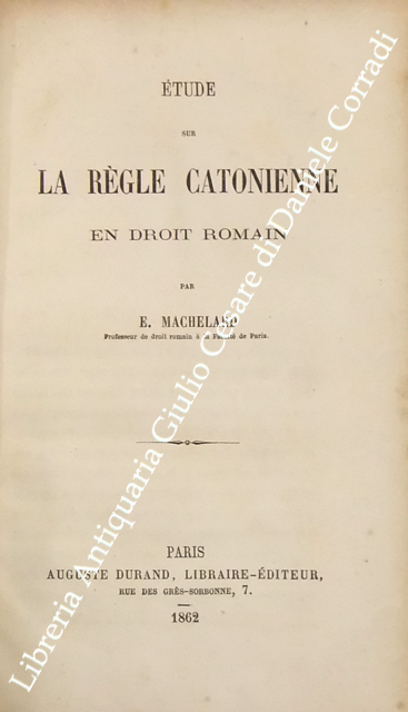 Etude sur la regle cotonienne en droit romain