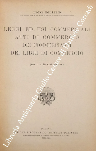 Leggi e usi commerciali. Atti di commercio