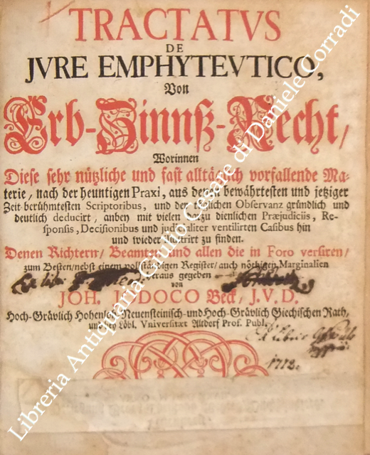 Tractatus de jure emphyteutico