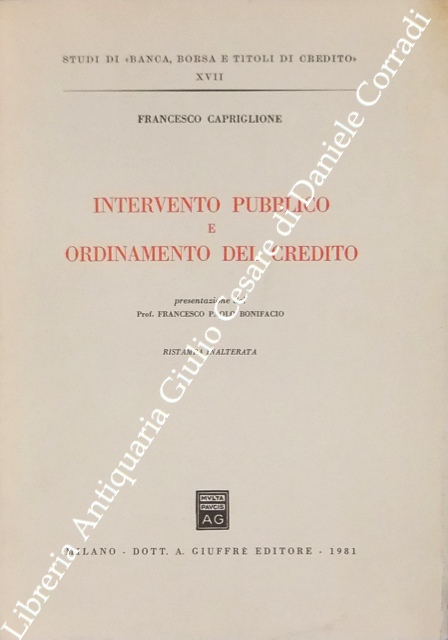 Intervento pubblico e ordinamento del credito