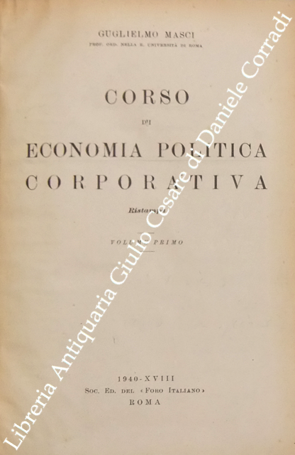 Corso di economia politica corporativa