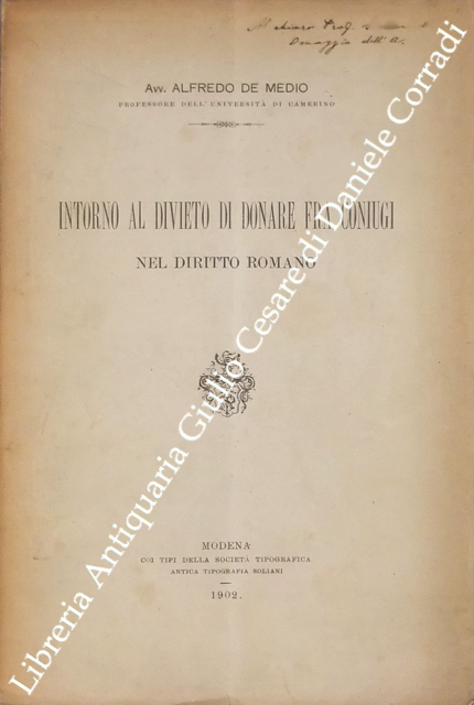 Intorno al divieto di donare fra coniugi nel diritto romano