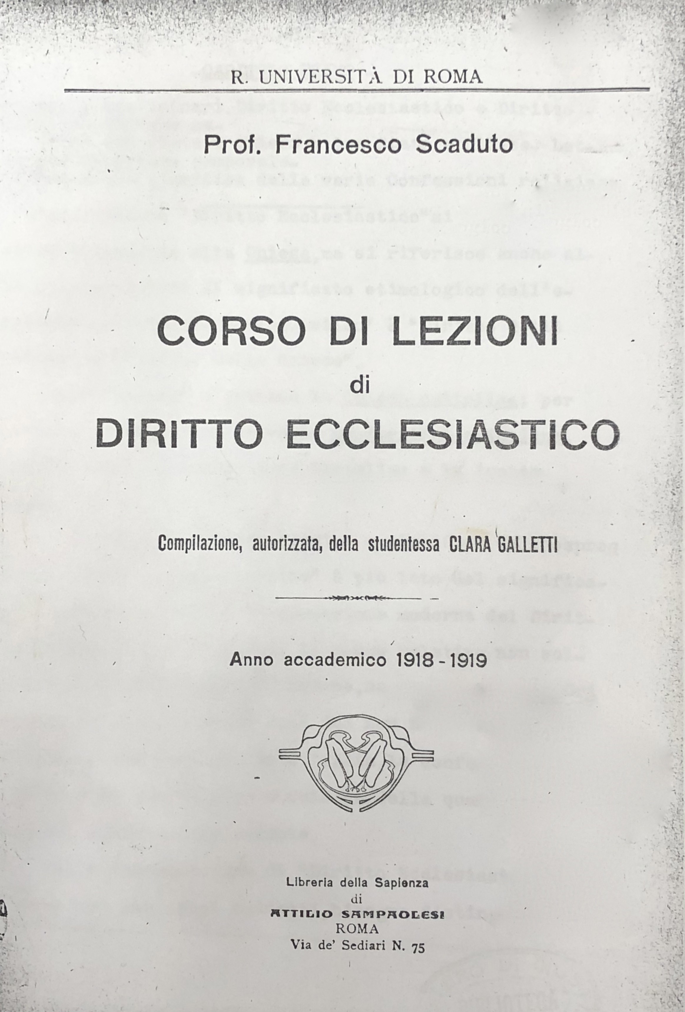 Corso di lezioni di diritto ecclesiastico