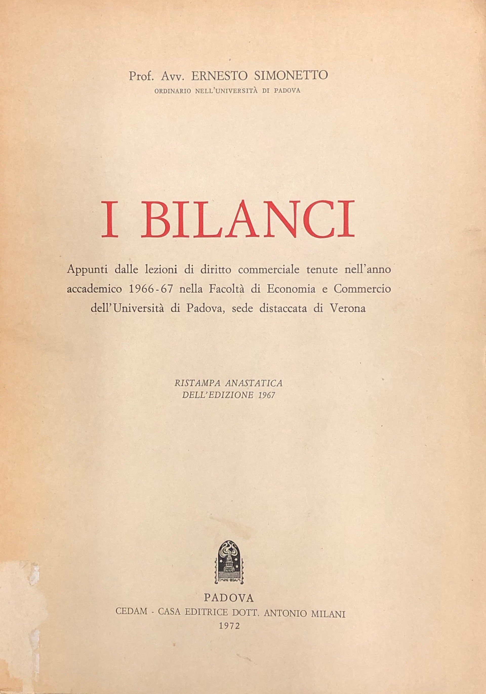 I bilanci. Appunti dalle lezioni di diritto commerciale