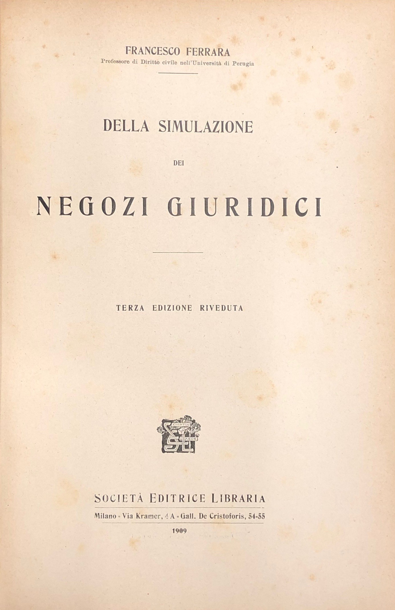 Della simulazione dei negozi giuridici